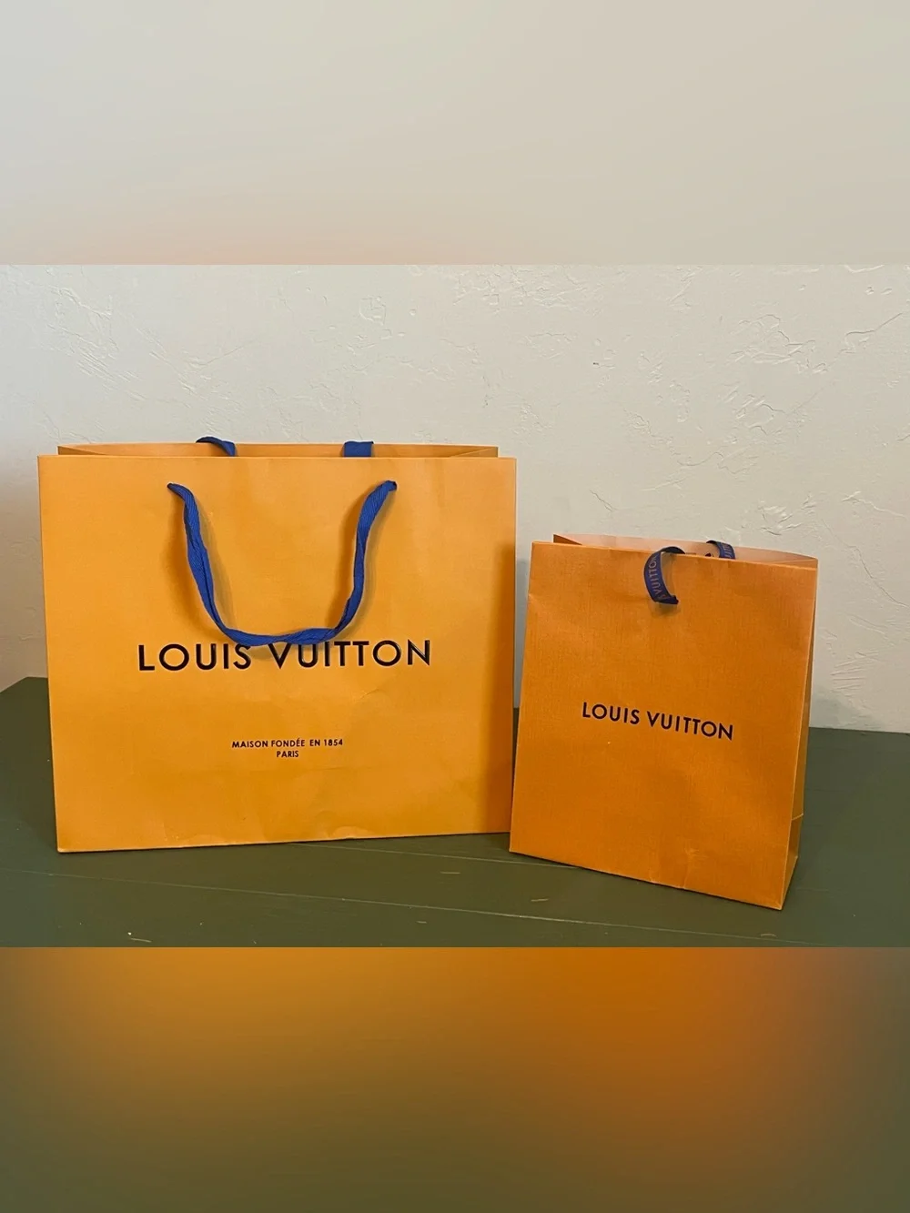 LOUIS VUITTON Authentic Paper Gift/Shopping Large & Small Bag Set Of 2